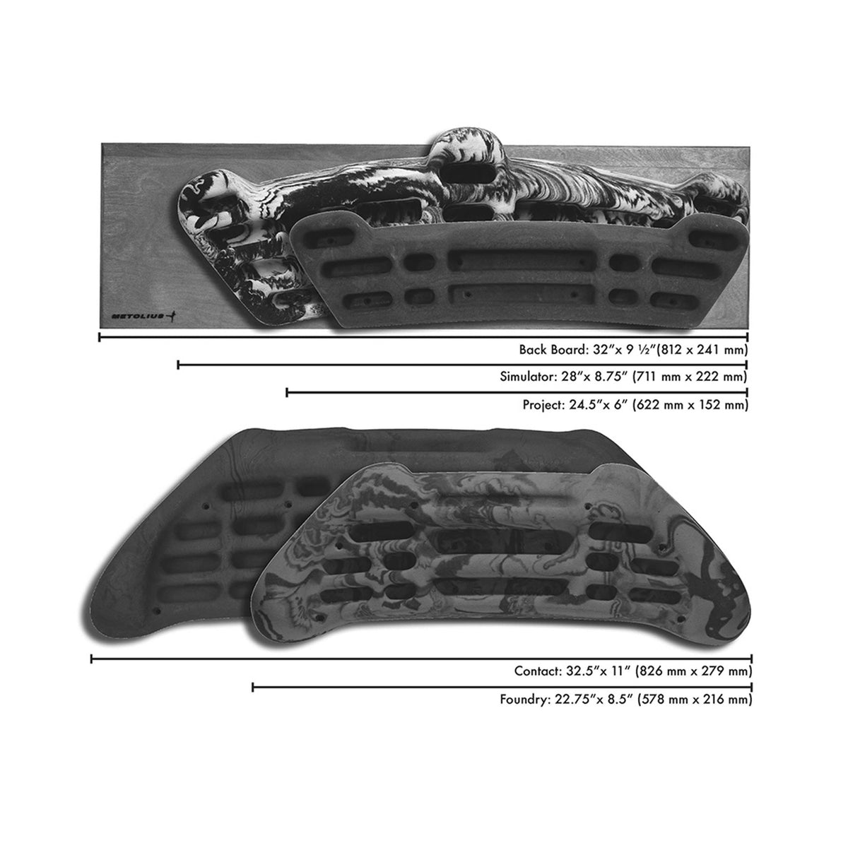 Metolius Foundry Board - Single Black - size comparison