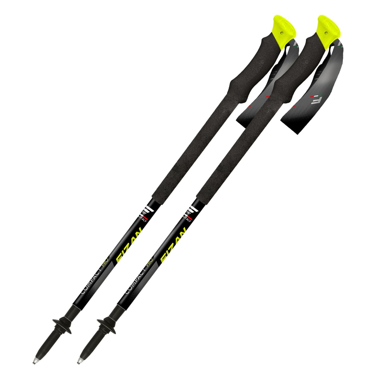 Fizan Compact 3 Pro Walking Poles - Yellow Pair - product view