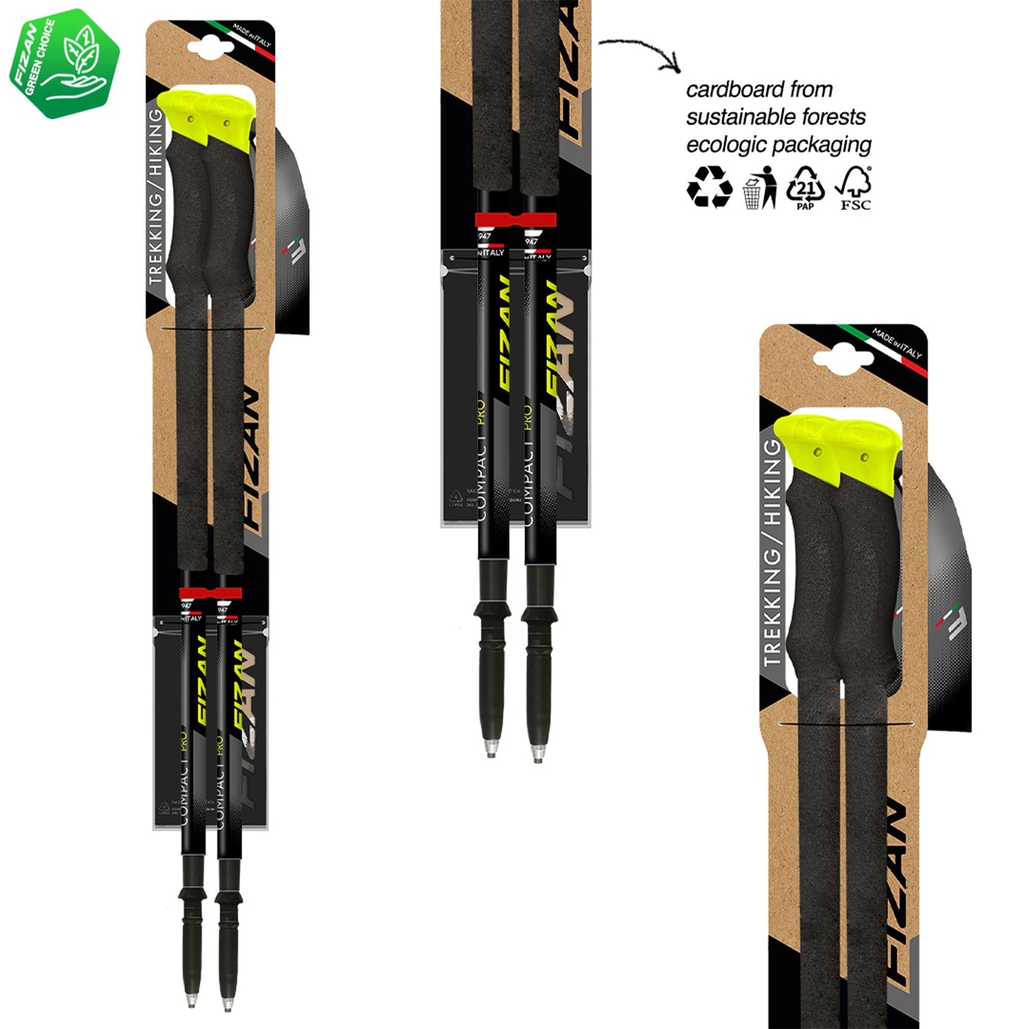 Fizan Compact 3 Pro Walking Poles - Yellow Pair - alternate view 3