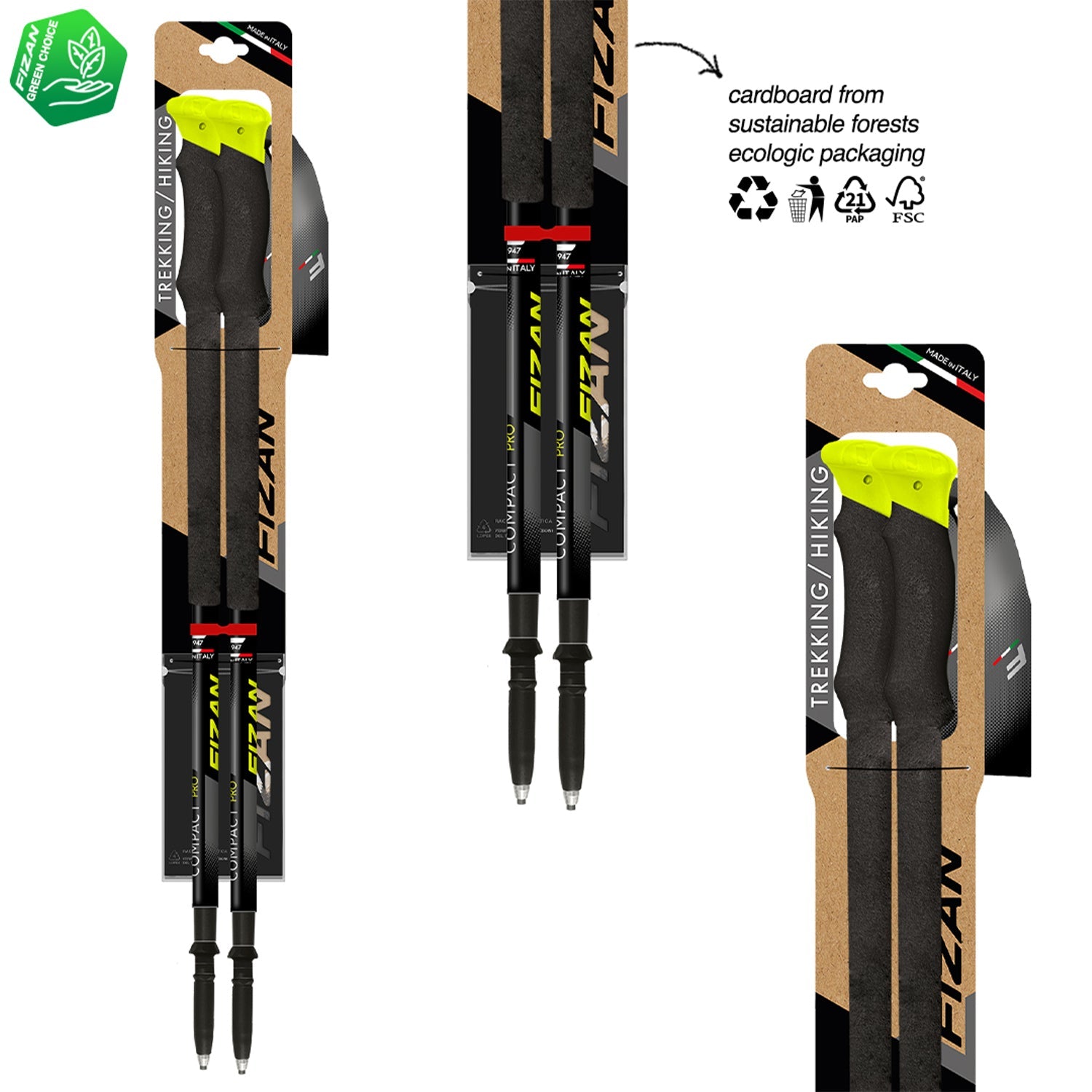 Fizan Compact 3 Pro Walking Poles - Yellow Pair - alternate view 3