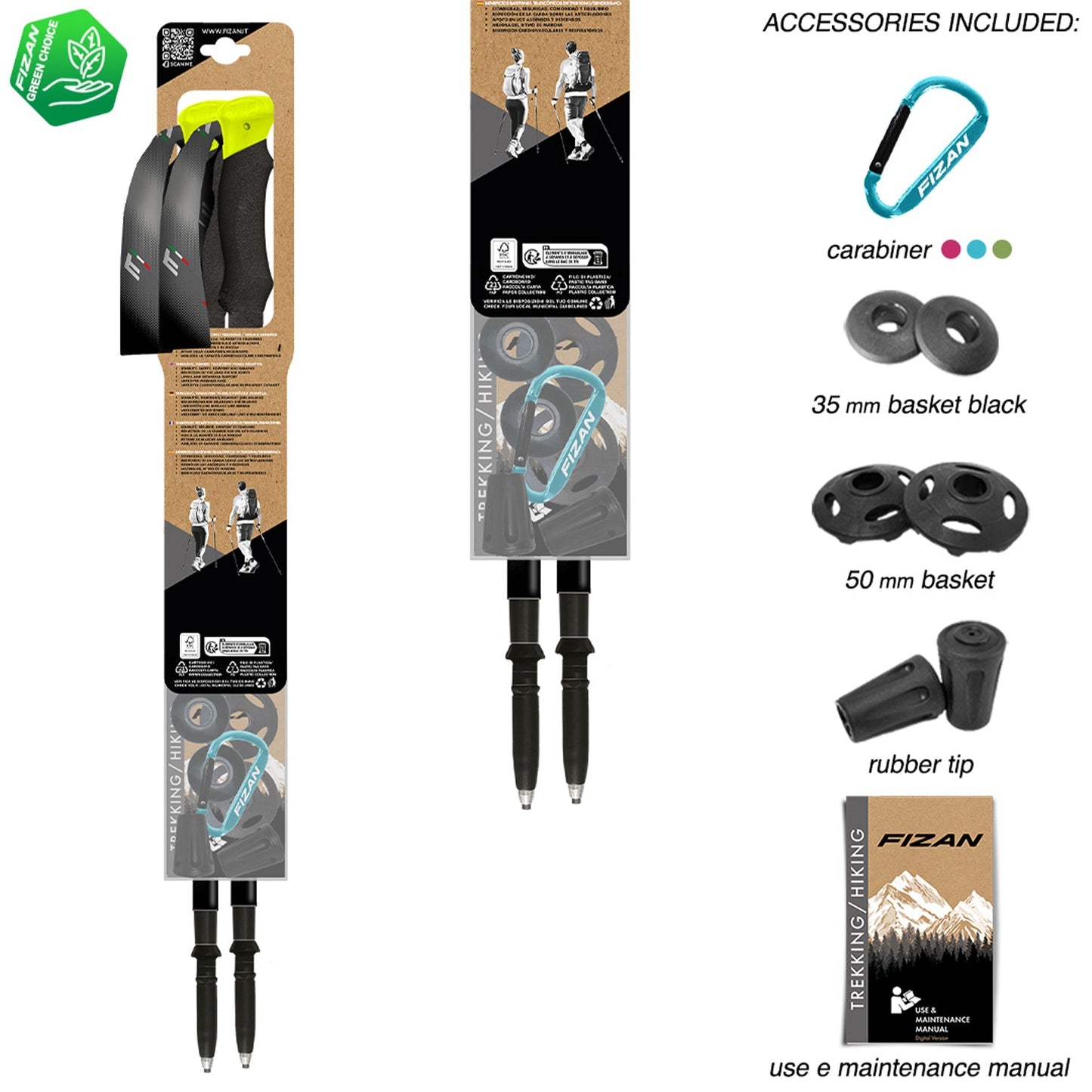 Fizan Compact 3 Pro Walking Poles - Yellow Pair - alternate view 4