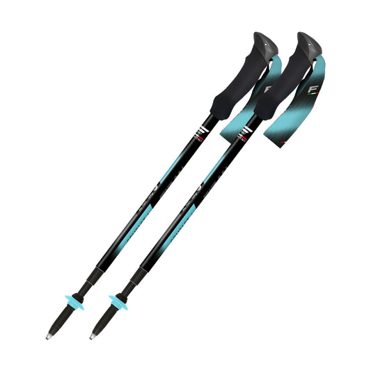 Fizan Compact 4 Tech Walking Poles - Light Blue Pair - product view