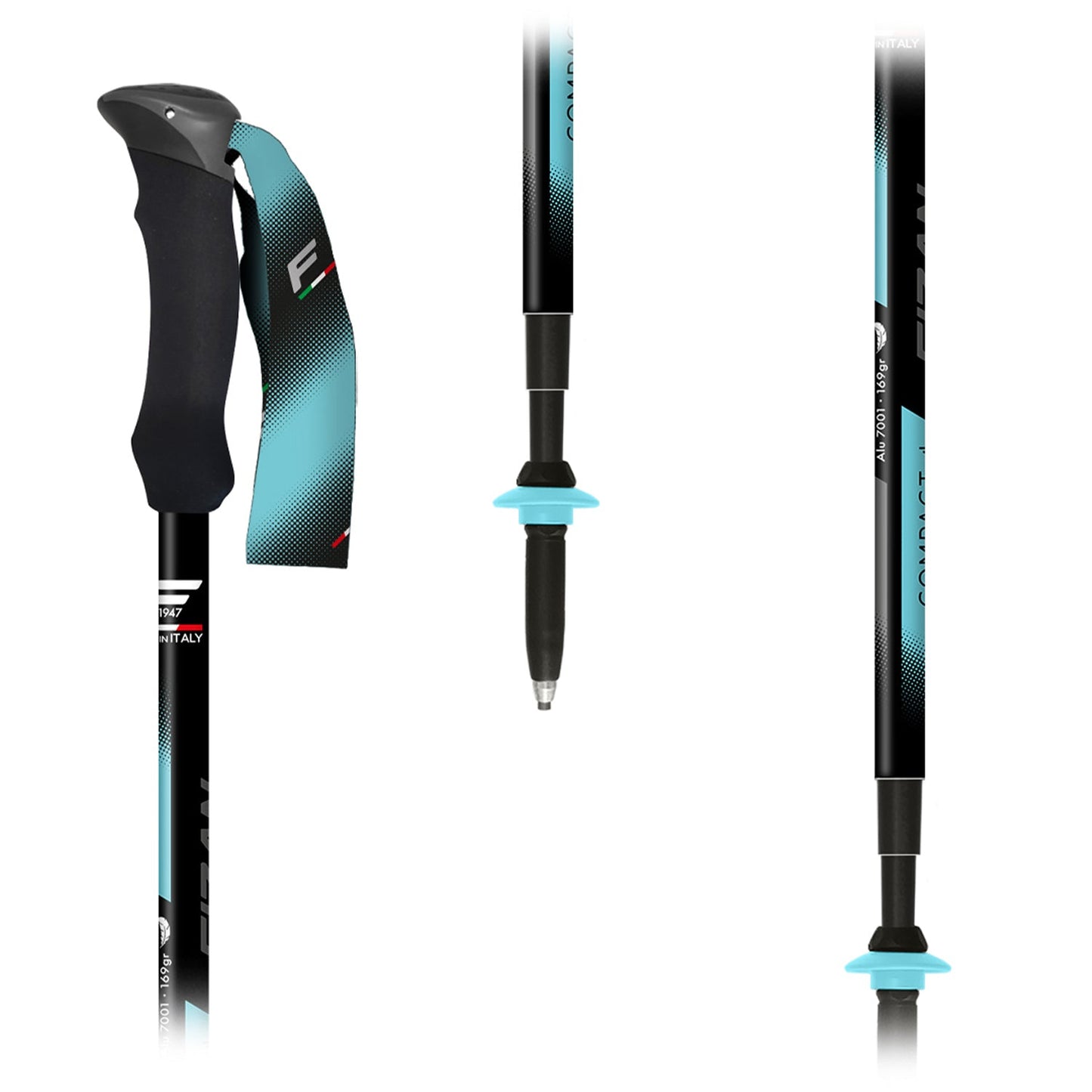 Fizan Compact 4 Tech Walking Poles - Light Blue Pair - alternate view 2