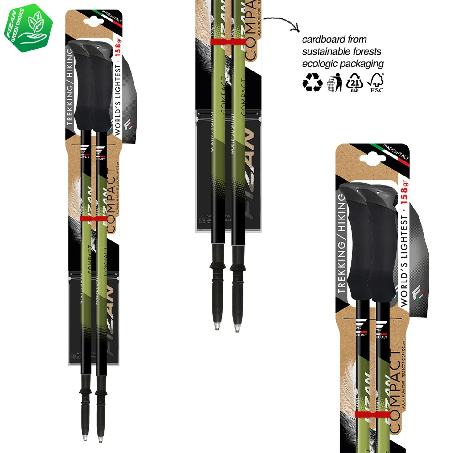 Fizan Compact 3 Trekking Pole - Ultralight Aluminium Walking Pole