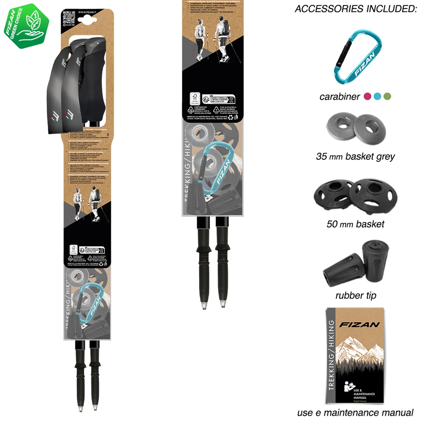Fizan Compact 3 Trekking Pole - Ultralight Aluminium Walking Pole