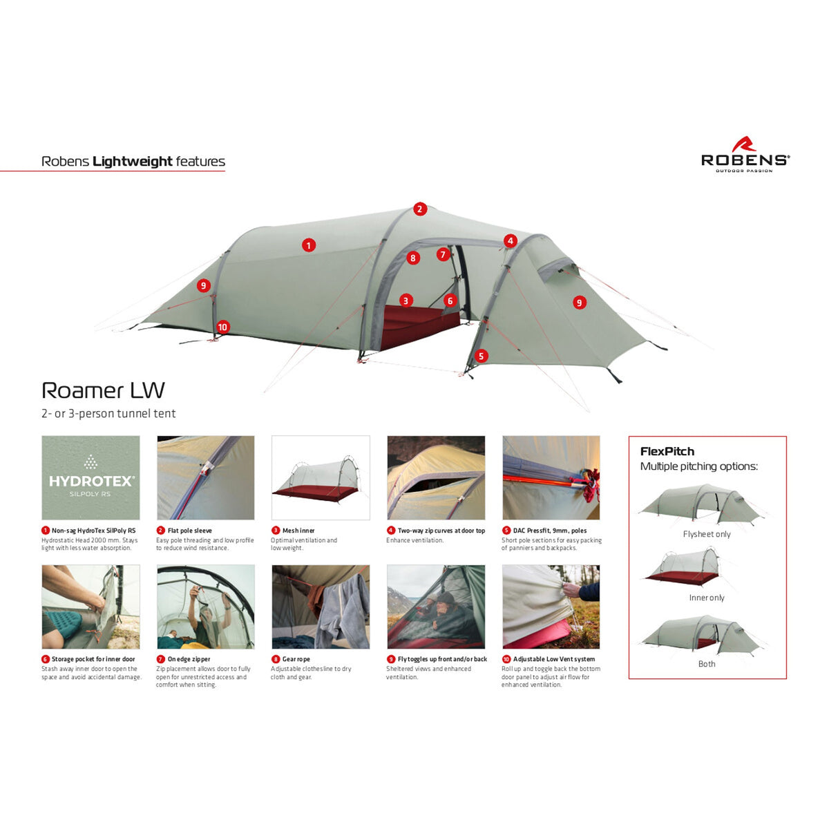 Robens Roamer 2 LW Tent - Lightweight 2-Person Tunnel Tent - alternate view 16