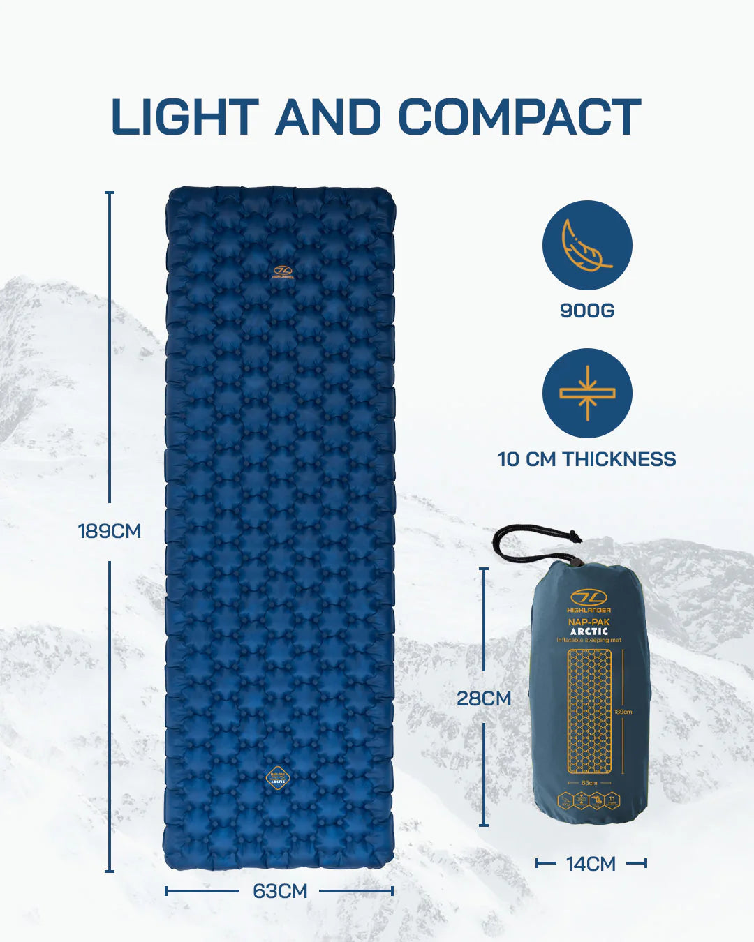 Highlander Nap-Pak Arctic R11 Sleeping Mat - 4 Season Insulated Inflatable Mat (R-Value 11)