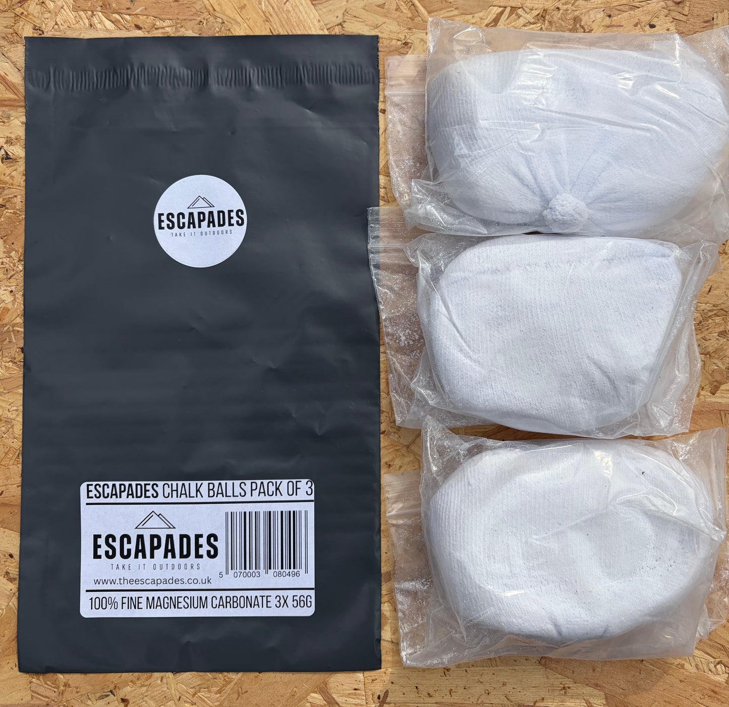 Escapades Chalk Ball Pack (3 x 56-60g) - Low Dust Climbing Chalk Balls for Indoor & Outdoor Use