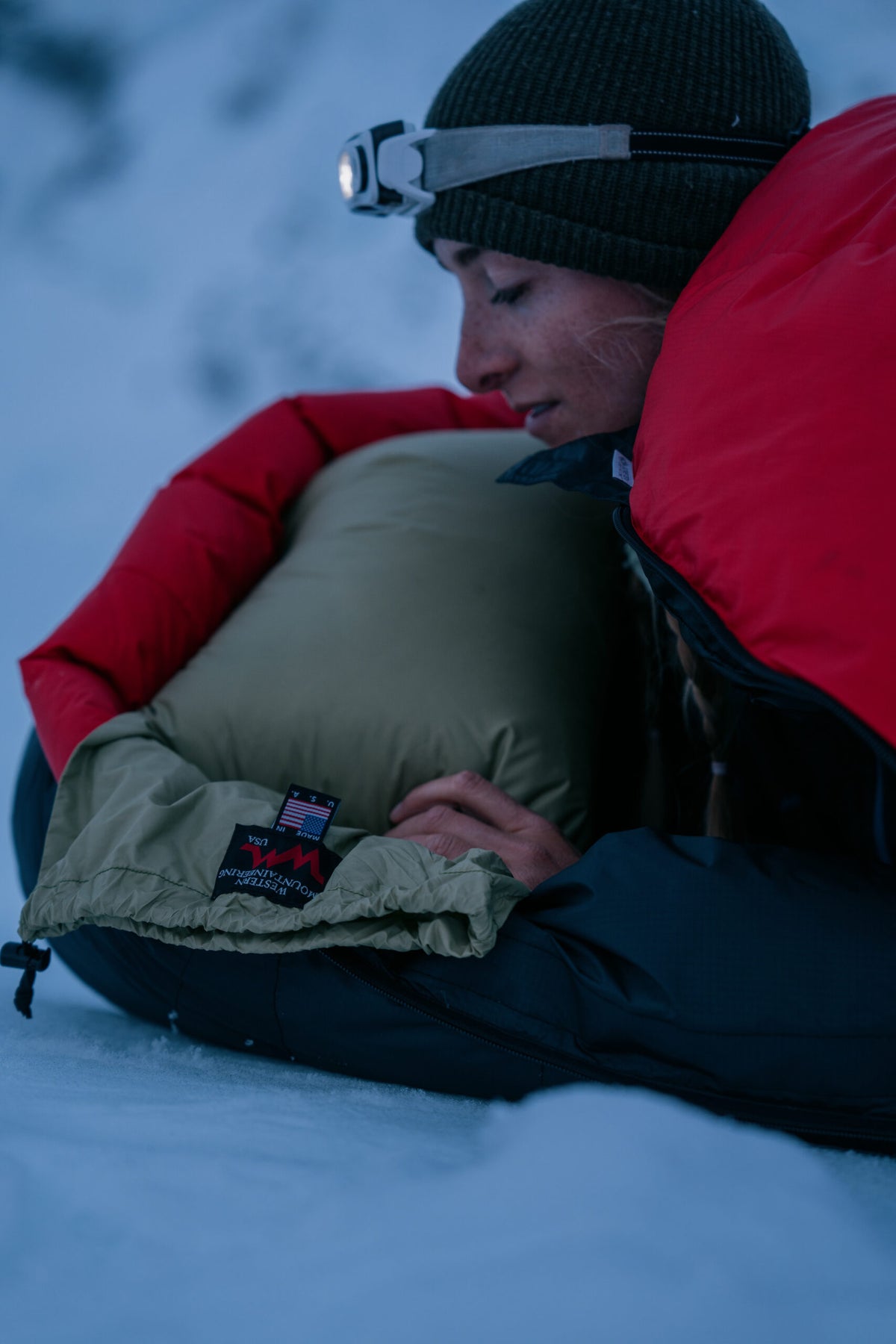 Western Mountaineering Cloudrest Pillow - in use