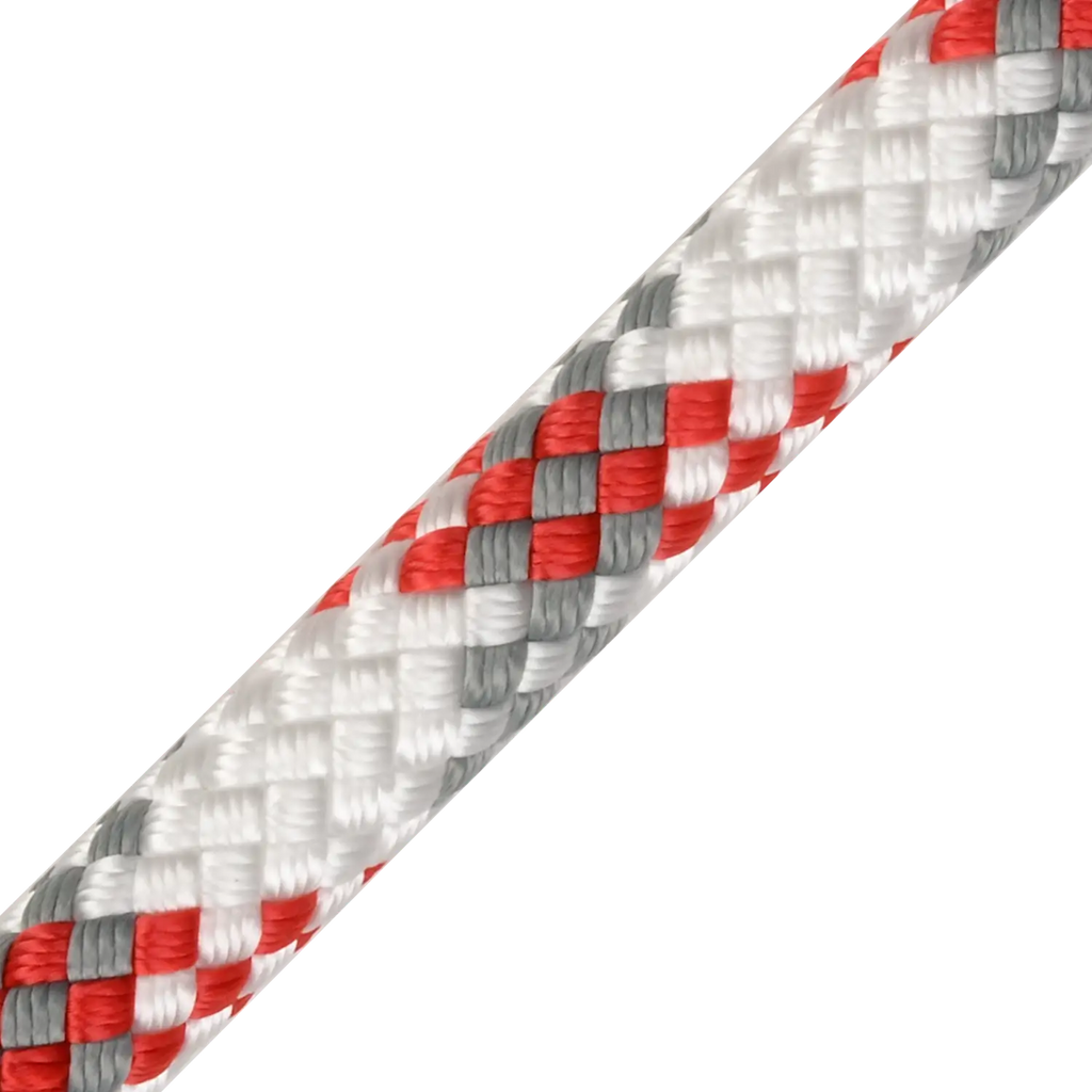 DMM Worksafe Plus 11mm Low-Stretch Static Rope - 50m to 700m - White/Red/Grey, 50m