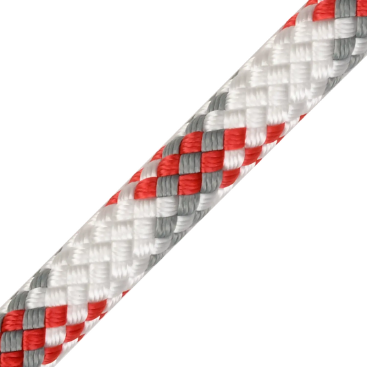 DMM Worksafe Plus 11mm Low-Stretch Static Rope - 50m to 700m - White/Red/Grey, 50m