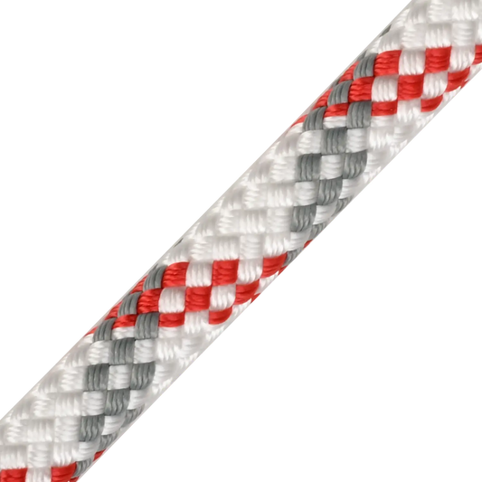 DMM Worksafe Plus 10.5mm Low-Stretch Static Rope - White/Red/Grey, 50m
