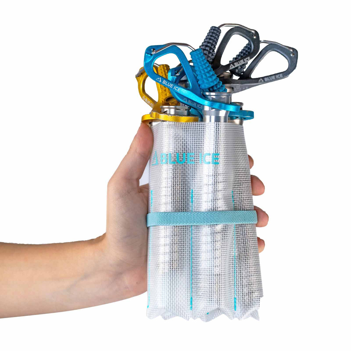 Blue Ice Roll Up Ice Screw Holder - rolled up closed