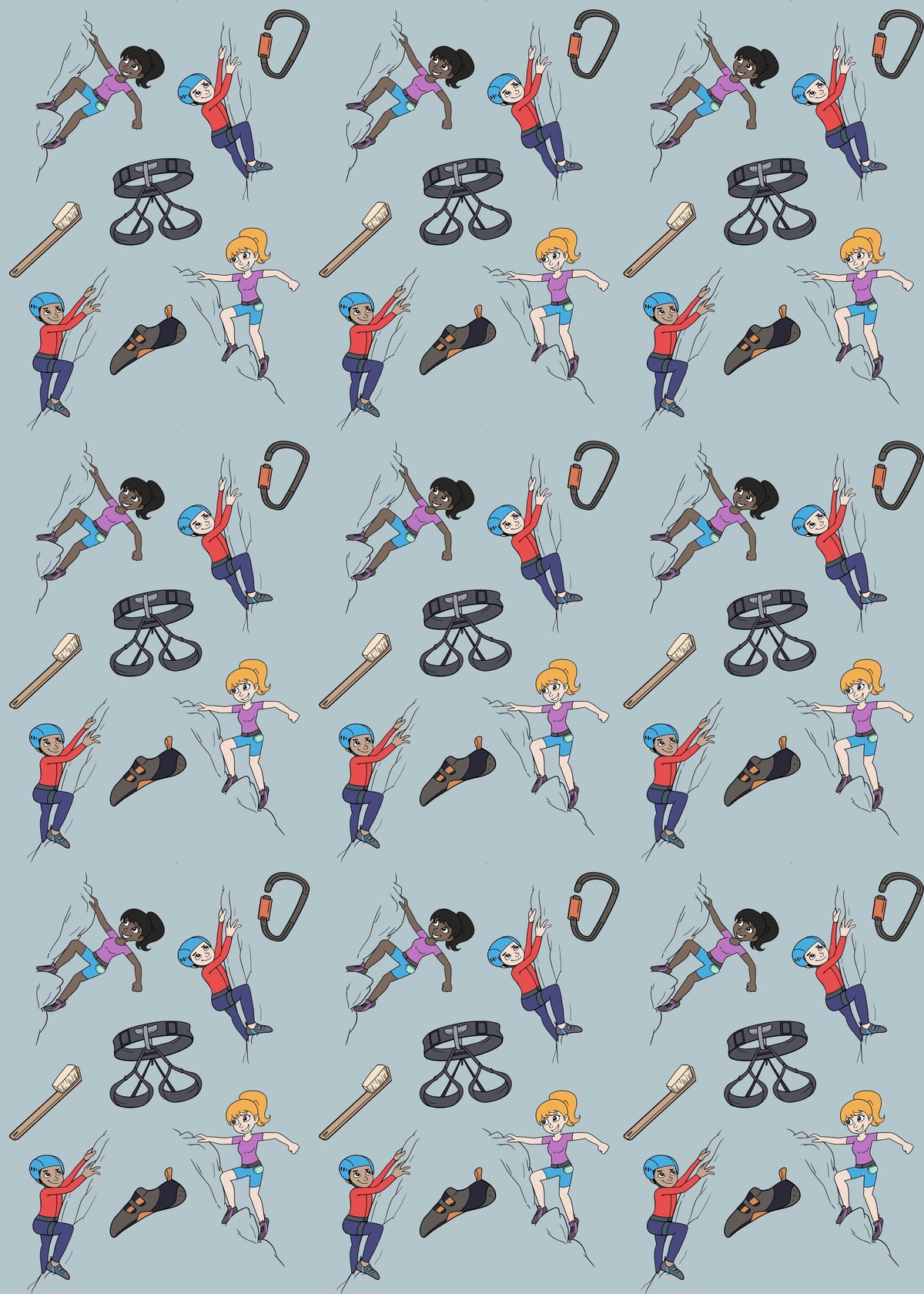Escapades exclusive climbing-themed gift wrap pattern