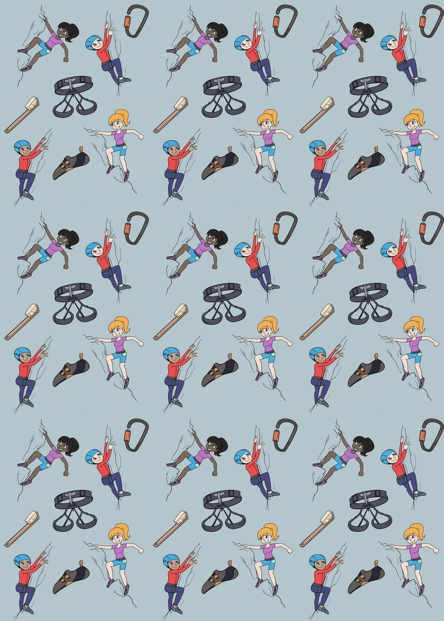The Escapades climbing-themed gift wrap