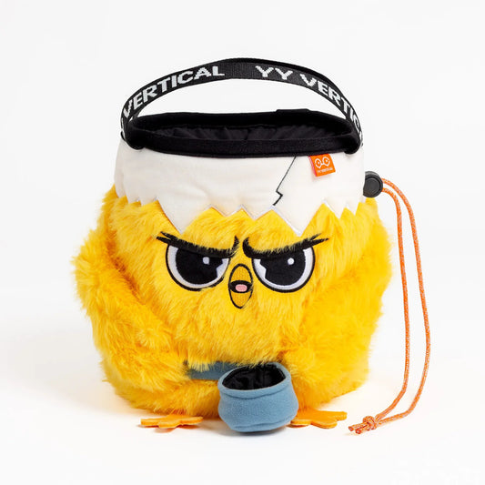 YY Vertical Animal Chalk Bucket – Chick - Stable Boulder Chalk Bag with Brush Holders & Zip Pocket