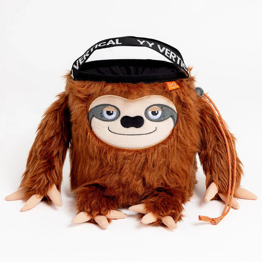 YY Vertical Animal Chalk Bucket – Sloth - Stable Boulder Chalk Bag with Brush Holders & Zip Pocket