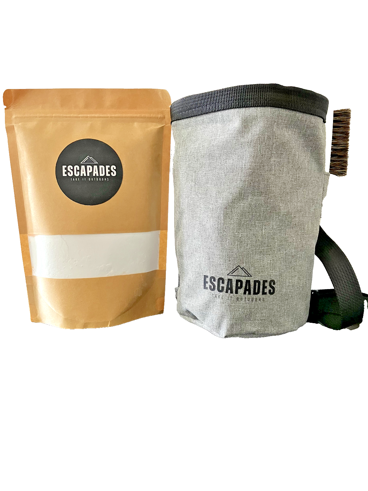 Escapades Chalk Bag, Fine Chalk and Brush set - Boulder and Climbing starter kit