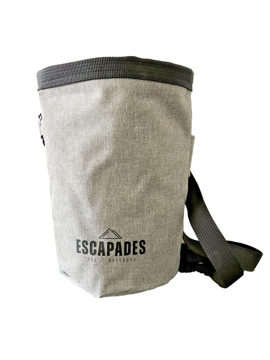 Escapades Climbing Chalk Bag with brush holder, zip pocket and waist belt