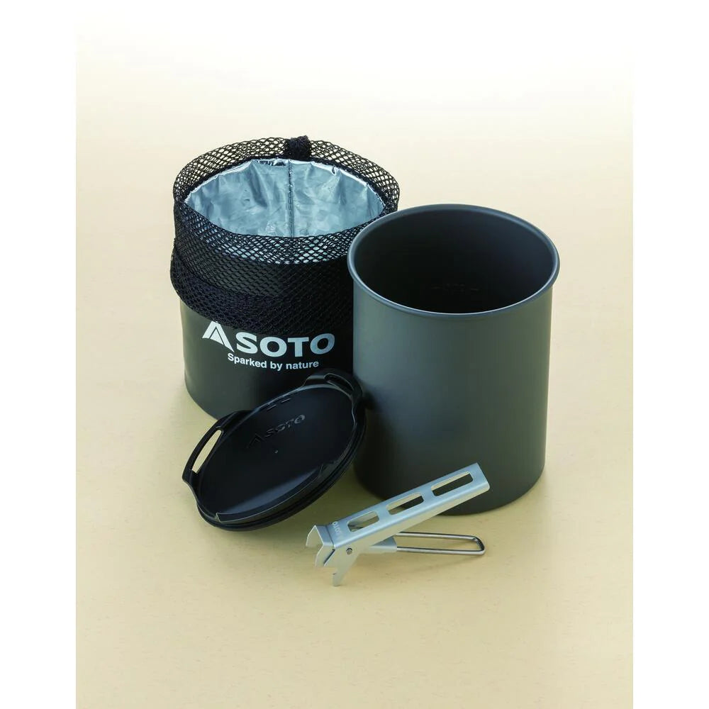 SOTO Thermolite Pot Set - 750ml Lightweight Camping Cook Set with Lid, Micro Lifter & Cozy