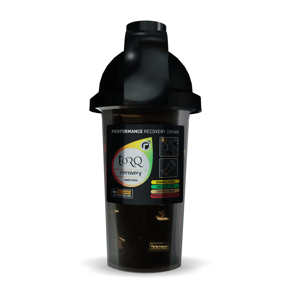 TORQ Recovery Mixer Bottle & 4 Sachet Sample Pack – Mixed Flavour Recovery Drinks