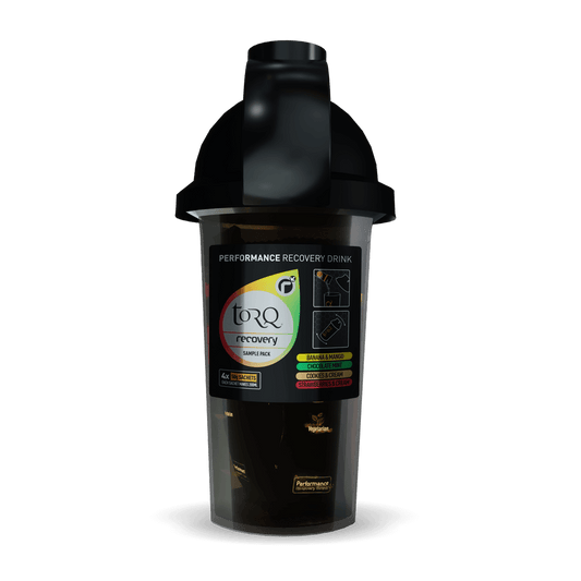 TORQ Recovery Mixer Bottle & 4 Sachet Sample Pack – Mixed Flavour Recovery Drinks