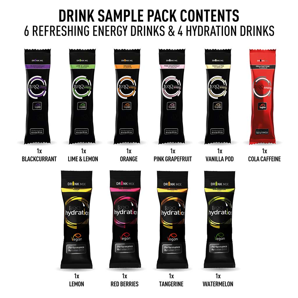 TORQ 10 Energy & Hydration Drink Sample Pack – Mixed Flavour Sachets