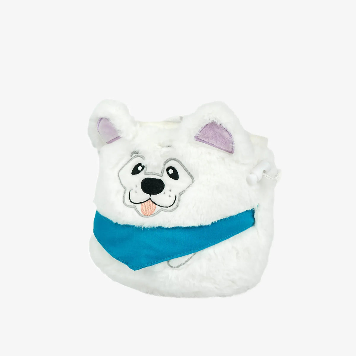 YY Vertical Samoyed Dog Chalk Bag - open showing brush holder